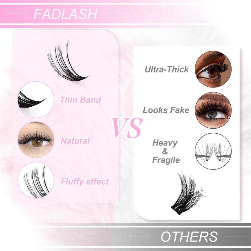 FADLASH عناقيد رموش رقيقة 280 قطعة رموش فردية مظهر طبيعي 40D د Curl 12-18 مم عناقيد رموش ناعمة ورقيقة (قد تختلف بطاقات التعبئة)  - Image 5